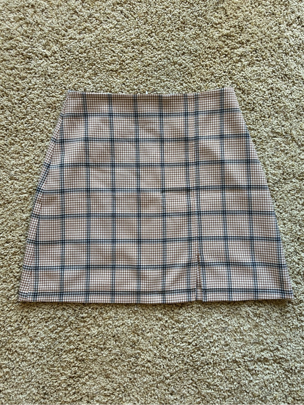 bp White Tan Plaid Mini Skirt with Light Blue Accents Preppy Sheek Y2K